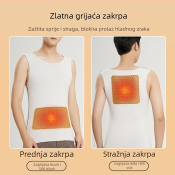 Lando termalni prsluk za muškarce, bezšivni bazni sloj, okrugli izrez, debeli poliester 251-300 g/m²