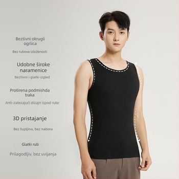 Lando termalni prsluk za muškarce, bezšivni bazni sloj, okrugli izrez, debeli poliester 251-300 g/m²