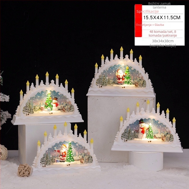 Božićni Djed Mraz noćna lampica s mini pejzažem od smole, crtani stil, Runting