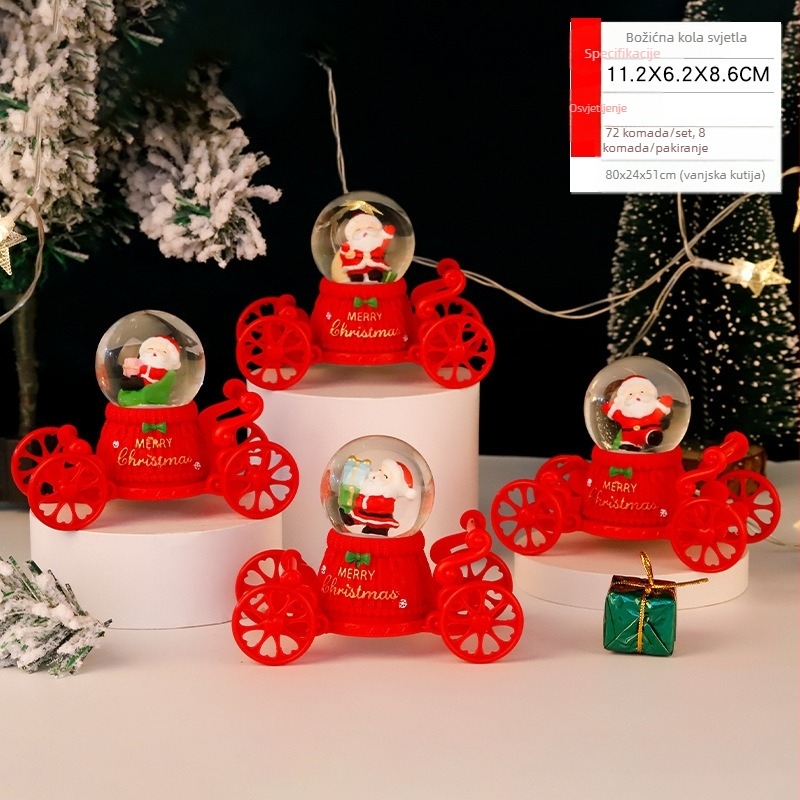 Božićni Djed Mraz noćna lampica s mini pejzažem od smole, crtani stil, Runting