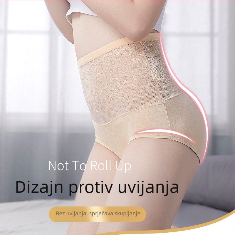 Ženske gaćice s visokim strukom za oblikovanje abdomena, prozračne, podstava od viskoze (50–70%), cvjetni uzorak, podižu bokove