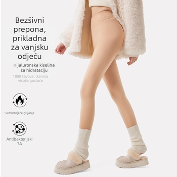 Najlon hlačne čarape s flis podstavom, visokim strukom za kontrolu trbuha, tople i debele, jednobojne, duljina 9/10, s cijelim stopalima