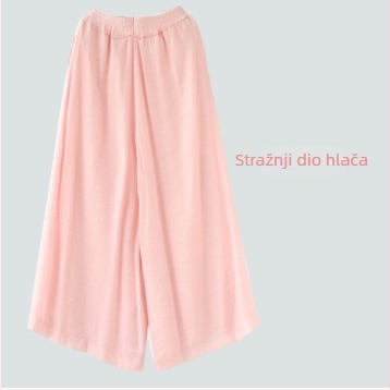 Set za jogu od pamuka i lana, s 3/4 rukavima, širokim hlačama, ležernog kroja, sadržaj pamuka 30-50%.