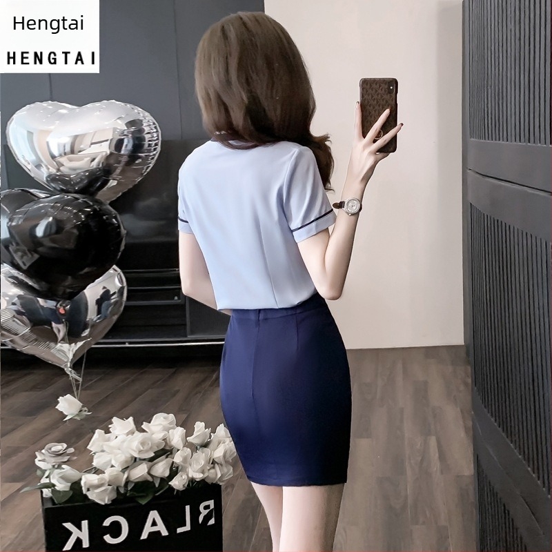 OL uniforma set: bluza s kratkom suknjom, regularnog rukava, duljina rukava 3/4, OL commuter stil, poliester smjesa 30-50%, proljeće 2024