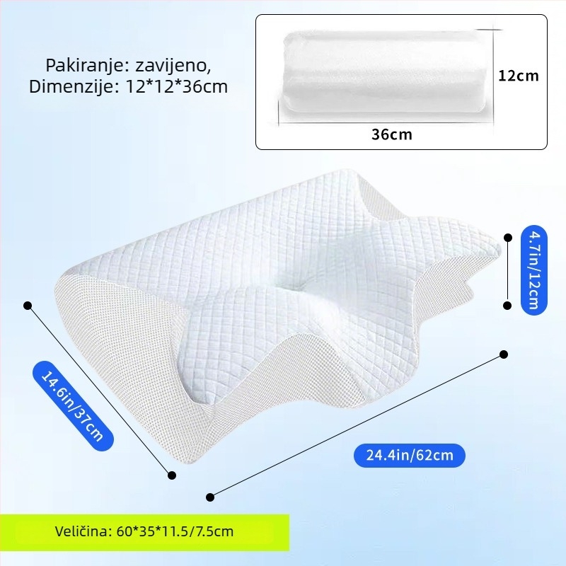 Jastučnica u obliku leptira s memorijskom pjenom za potporu vrata; 100% poliester tkanina, reaktivno bojanje, modern minimalistički stil
