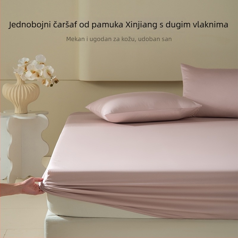 Trodijelni set plahte od pamuka dugih vlakana, jedne boje, za madrac 1,8 m, moderan minimalistički dizajn