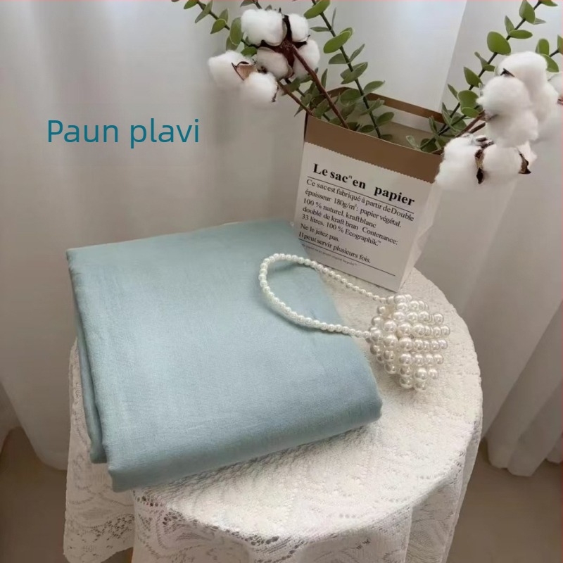Pamuk dvostruko slojena gaze napinjača plahta s elastikom, Morandi boje, za studentski dom, jednokrevetna/dvokrevetna