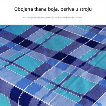 Trokomponentni set posteljine za domsku sobu od 100% pamuka s prugastim uzorkom; reaktivno bojanje; twill, brušena i quiltovana tkanina; uključuje plahtu, navlaku za pokrivač i navlaku za jastuk