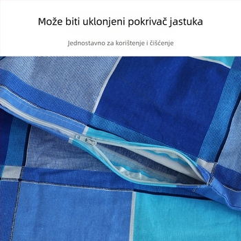 Trokomponentni set posteljine za domsku sobu od 100% pamuka s prugastim uzorkom; reaktivno bojanje; twill, brušena i quiltovana tkanina; uključuje plahtu, navlaku za pokrivač i navlaku za jastuk
