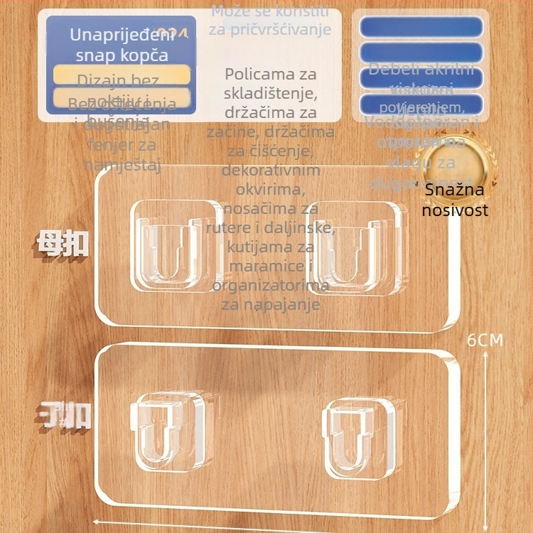 Zidni držač za produžni kabel s kutijom za pohranu routera, plastični ljepilni kuka, dizajn s jednim kukom, moderni minimalistički stil, nosivost 20–30 kg