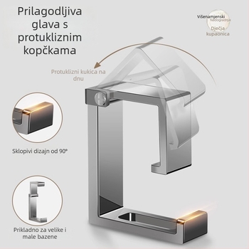 Nerđajući čelični kukica za umivaonik, bez bušenja — moderan minimalistički dizajn, jedna kuka, nosivost 1–3 kg