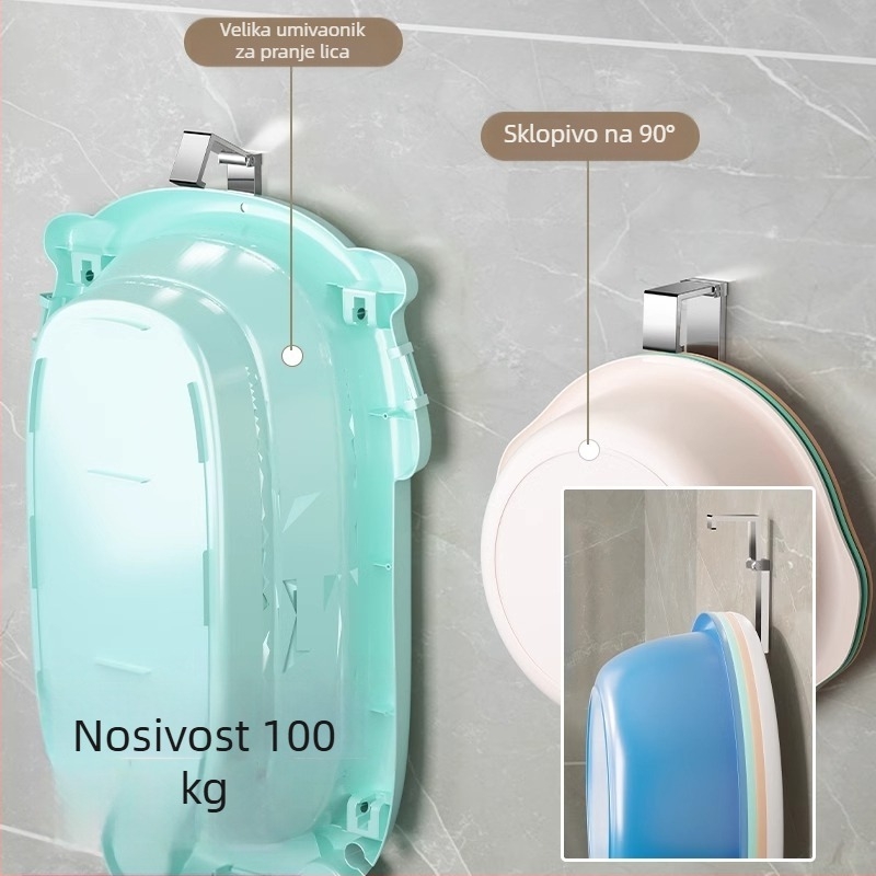 Nerđajući čelični kukica za umivaonik, bez bušenja — moderan minimalistički dizajn, jedna kuka, nosivost 1–3 kg