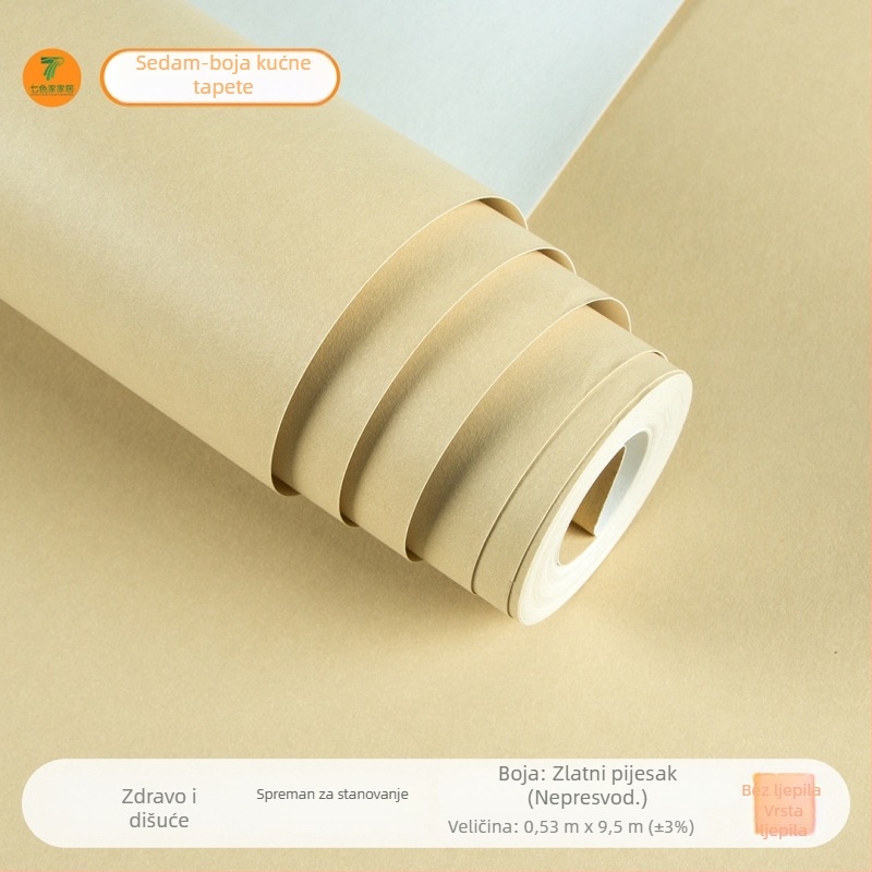 Zidna tapeta u skandinavskom drvenom stilu, netkana tkanina, moderni minimalistički dizajn, trostruka konstrukcija, Seven Color Home