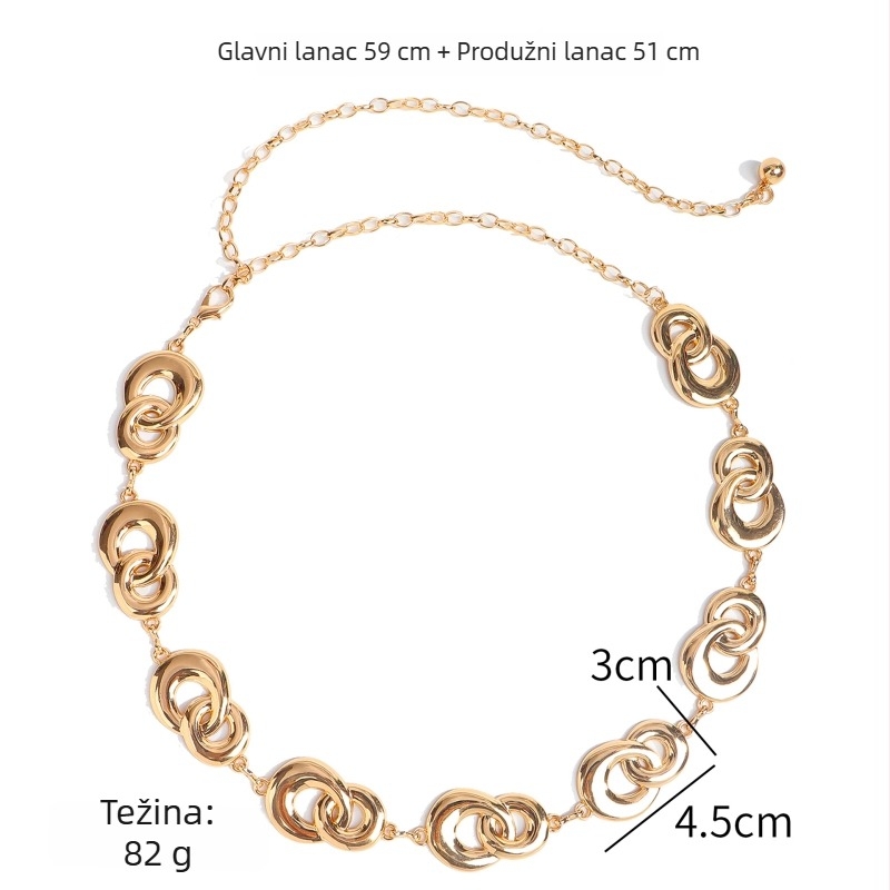 Metalni kaiš za struk s geometrijskim kružnim dizajnom, unisex, širina 2 cm (Materijal: Metal; Širina: 2 cm; Spol: Unisex; Godina/Sezona: Jesen 2025; Personalizacija: Da)