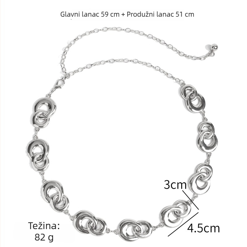 Metalni kaiš za struk s geometrijskim kružnim dizajnom, unisex, širina 2 cm (Materijal: Metal; Širina: 2 cm; Spol: Unisex; Godina/Sezona: Jesen 2025; Personalizacija: Da)