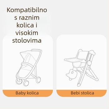 Jastučić za sjedalo kolica – sve godine, dvostrana, prednja zaštita; Materijal: čista pamuk + svila vlakna + ice silk; za djecu 0–1 godina; prilagodljivo