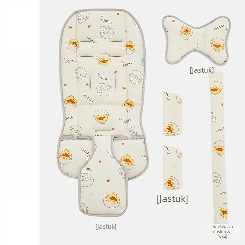 Jastučić za sjedalo kolica – sve godine, dvostrana, prednja zaštita; Materijal: čista pamuk + svila vlakna + ice silk; za djecu 0–1 godina; prilagodljivo