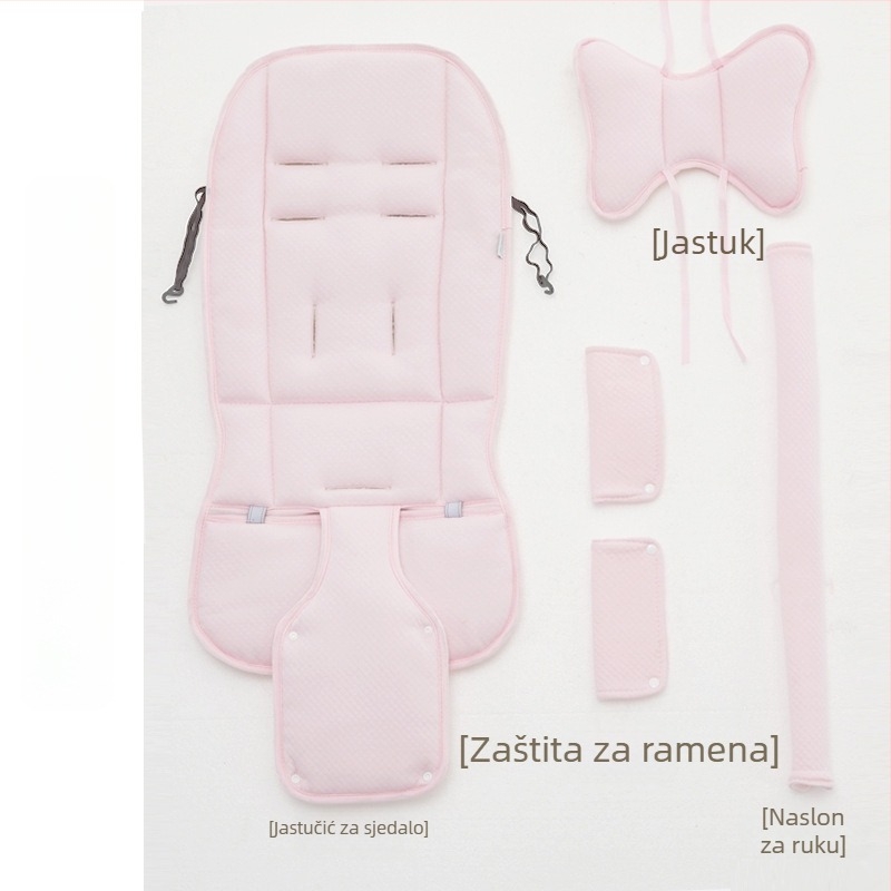 Jastučić za sjedalo kolica – sve godine, dvostrana, prednja zaštita; Materijal: čista pamuk + svila vlakna + ice silk; za djecu 0–1 godina; prilagodljivo