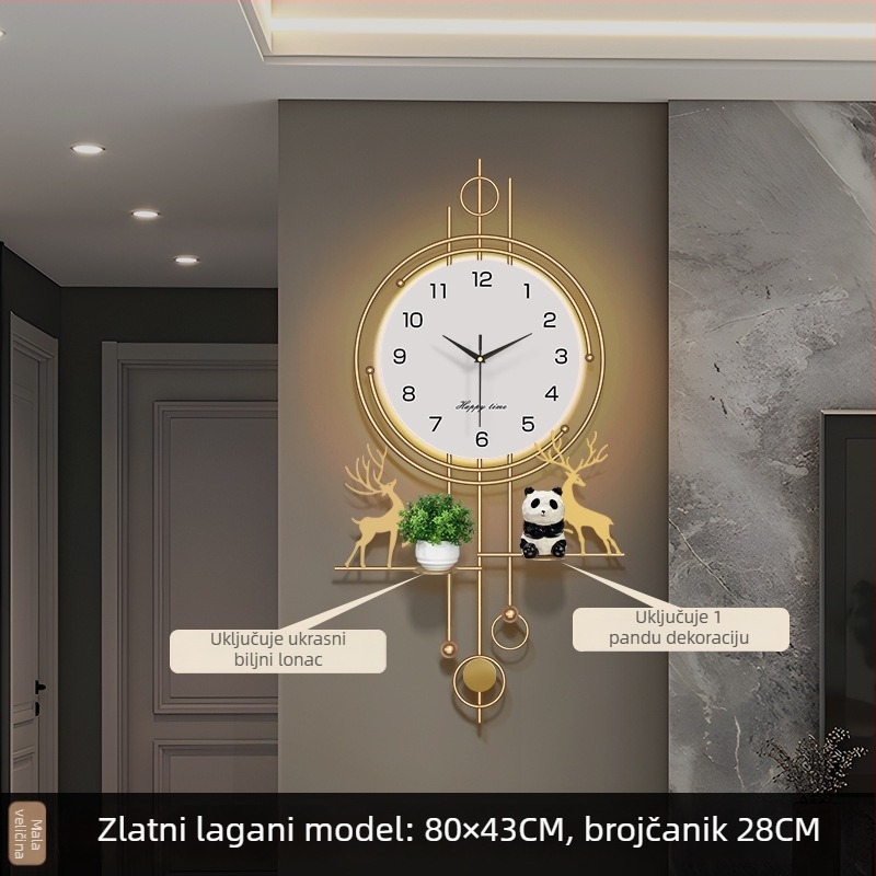 Zidni sat za dnevni boravak sa Seiko mehanizmom, baterijsko napajanje, tih hod, analogni prikaz s brojevima, željezni okvir.