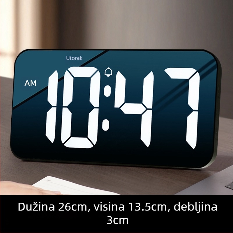 Stolni sat s LED zaslonom, tih rad, Snooze funkcija i noćno svjetlo; napajanje baterijama