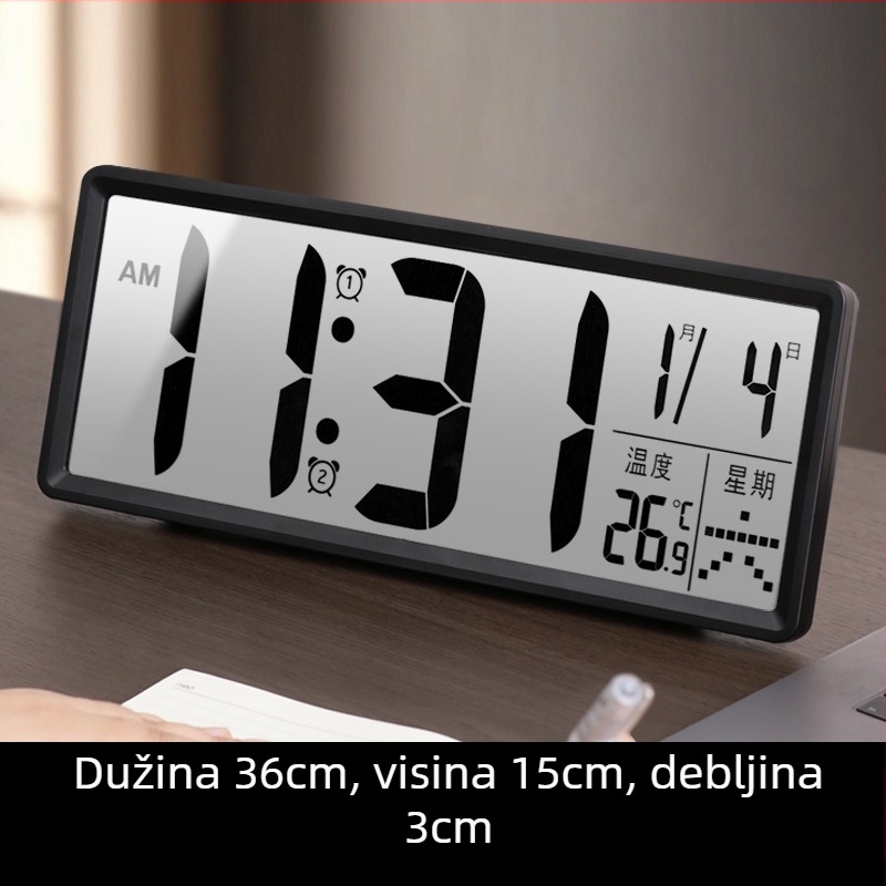 Stolni sat s LED zaslonom, tih rad, Snooze funkcija i noćno svjetlo; napajanje baterijama
