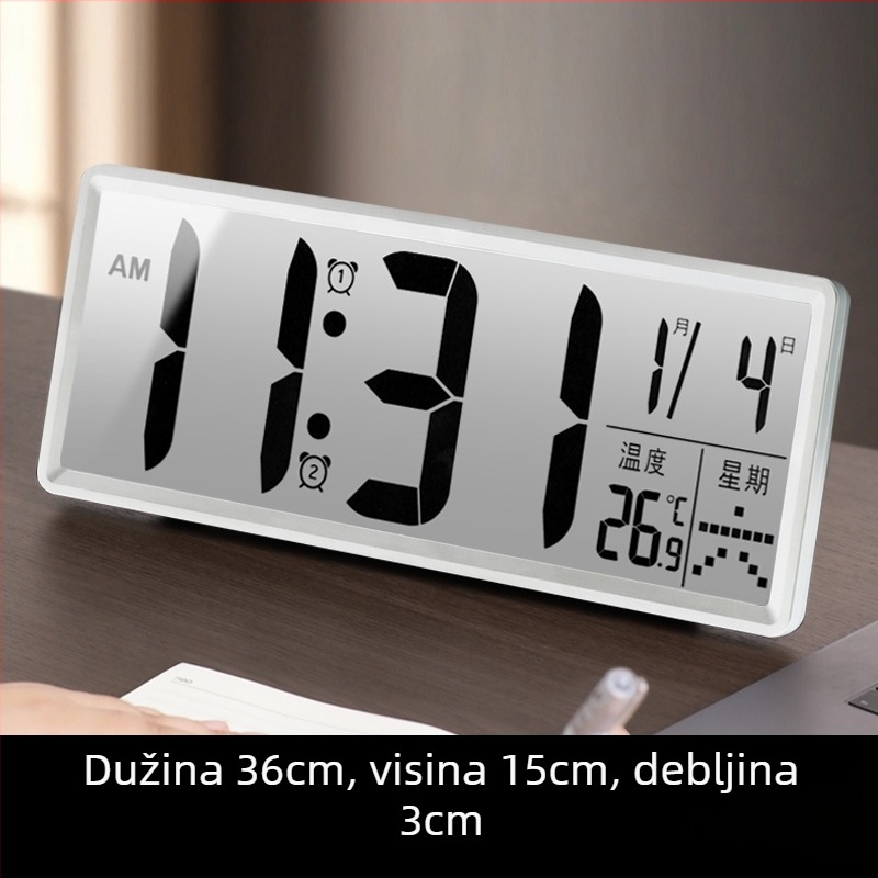 Stolni sat s LED zaslonom, tih rad, Snooze funkcija i noćno svjetlo; napajanje baterijama