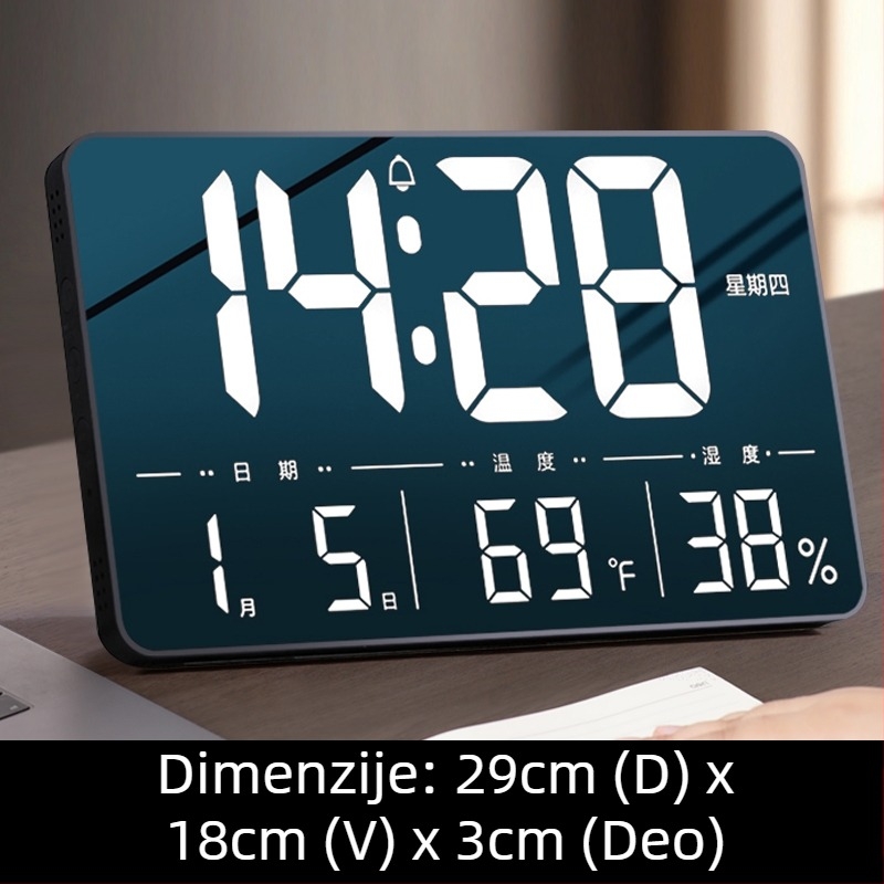 Stolni sat s LED zaslonom, tih rad, Snooze funkcija i noćno svjetlo; napajanje baterijama