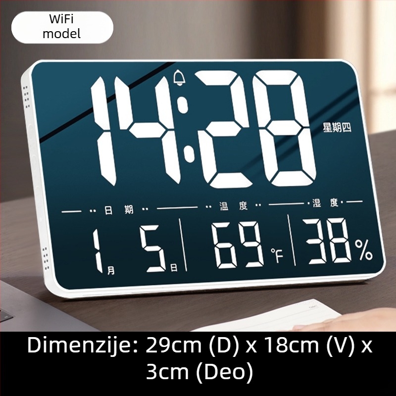 Stolni sat s LED zaslonom, tih rad, Snooze funkcija i noćno svjetlo; napajanje baterijama