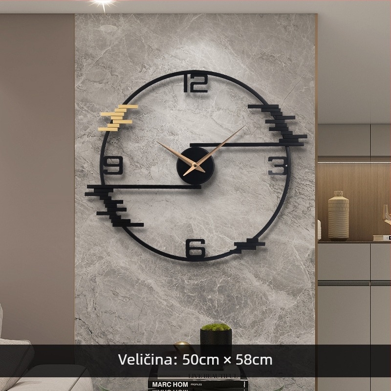 Zidni sat za dnevni boravak, bez bušenja, jednostavan i kreativni dizajn, stil sat do blagovaonice, elegantan novi model 2025, lagani luksuz