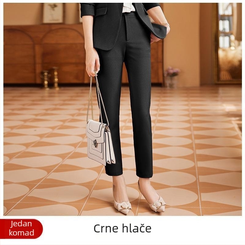 Uniforma stjuardese — radni komplet, dugi rukav, jednobojni uzorak, poliester-viskoza smjesa, šivanje kolaz dizajn, jesen 2022