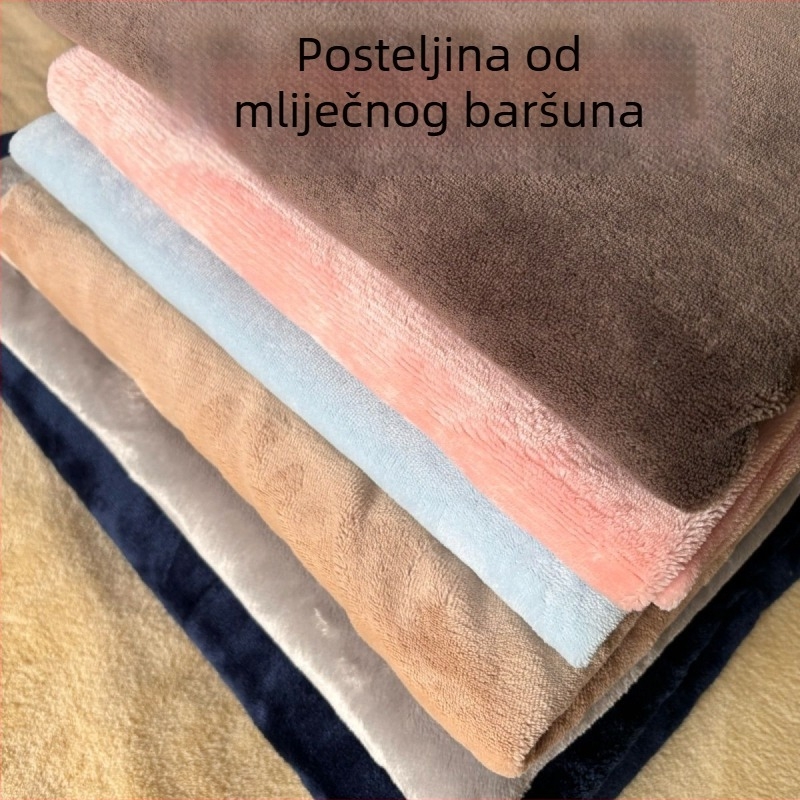 Posteljina od mliječnog velura, jednolčna, 150×200 cm, prugasti uzorak, podstavljena flecom, za sve sezone