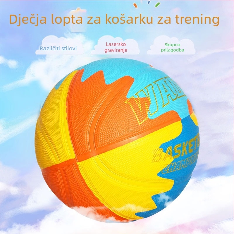 Dječja košarkaška lopta – visokoelastična, otporna na habanje guma, veličine 4–7, mogućnost otiska logotipa