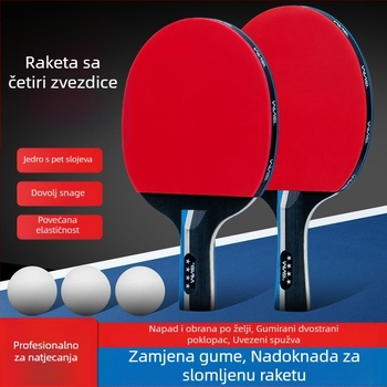 Dvostruka raketa za stolni tenis za početnike i djecu, visoka elastičnost; ploča Basswood; guma Long-glue; tip reketa Direct shot; pogodno i za badminton i tenis