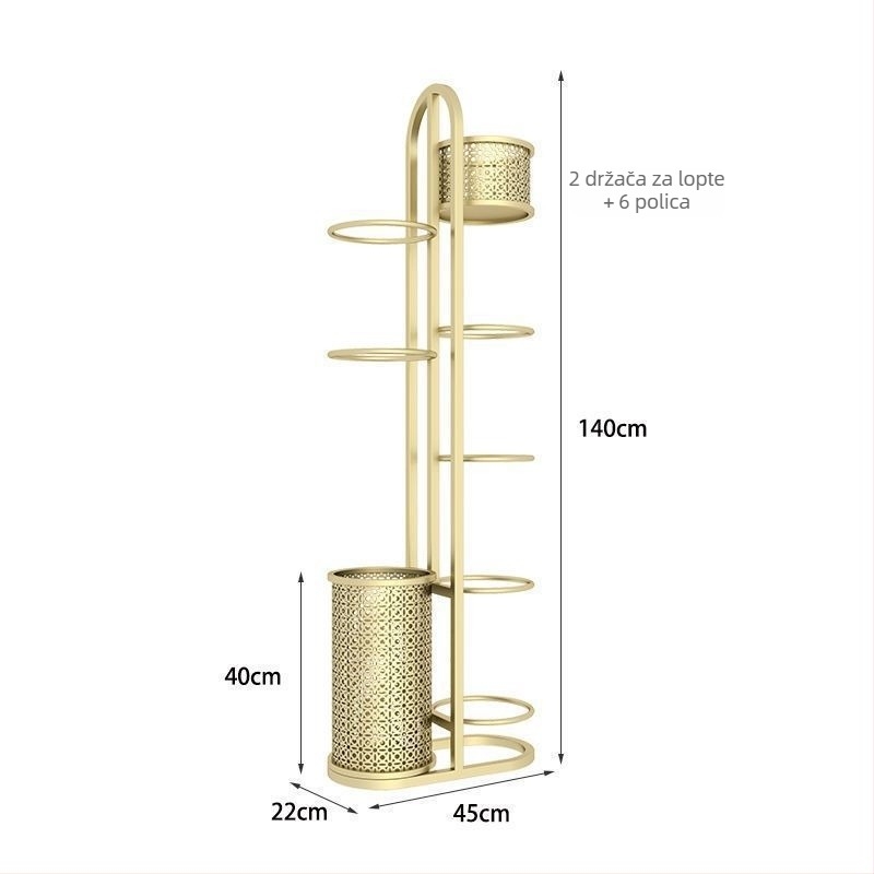 Kućni stalak za pohranu sportske opreme za košarkaške lopte, odbojkaške lopte i badminton rekete