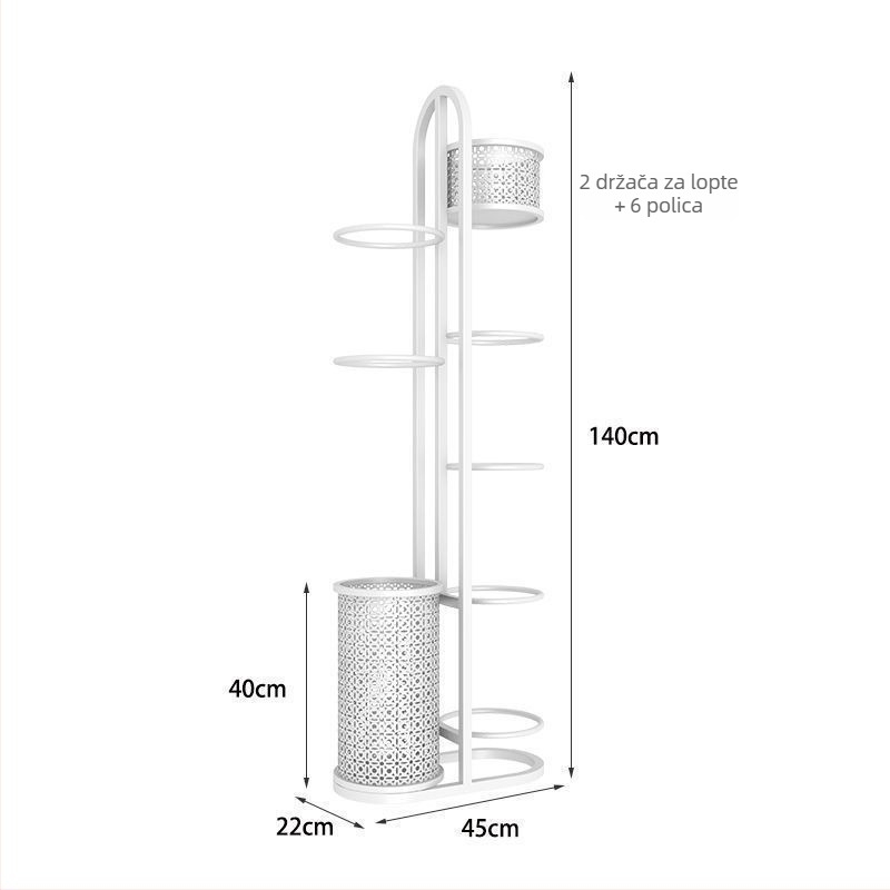 Kućni stalak za pohranu sportske opreme za košarkaške lopte, odbojkaške lopte i badminton rekete