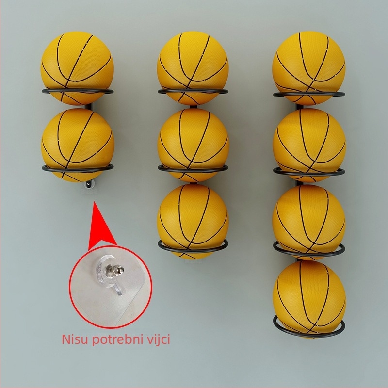 Zidni stalak za lopte za kućnu upotrebu, bez bušenja, višenamjenski organizator za košarku, nogomet, odbojku i badminton — Kod proizvoda Ltao732086521211