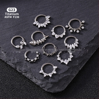 Unisex nosni prsten i prsten za kost uha, titanijeva legura s cirkonom, oblik insekta, čistoća f136