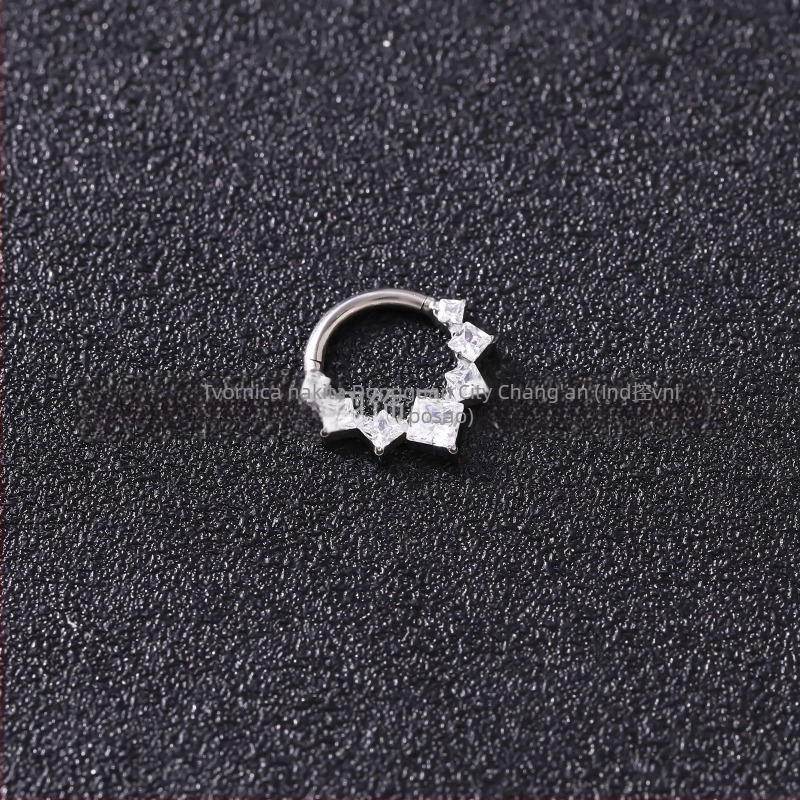 Unisex nosni prsten i prsten za kost uha, titanijeva legura s cirkonom, oblik insekta, čistoća f136