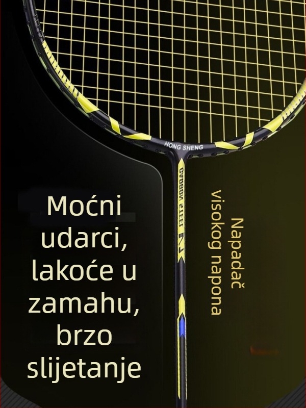 Jednokomorna raketa od karbon vlakana za badminton, duljina 675 mm, drška G5, direktni udar, čvrsti okvir, za amatere
