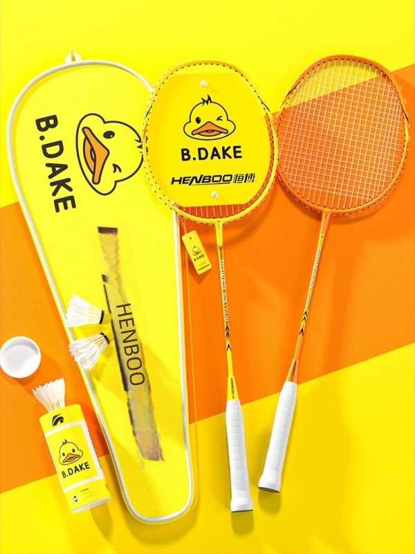 Hengbo badminton reket – ultra lagani legura okvir, ofenzivno za odrasle, izdržljiv, dvostruki set za djecu
