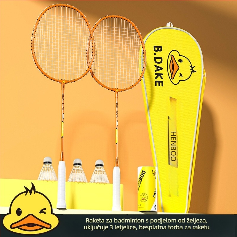 Hengbo badminton reket – ultra lagani legura okvir, ofenzivno za odrasle, izdržljiv, dvostruki set za djecu