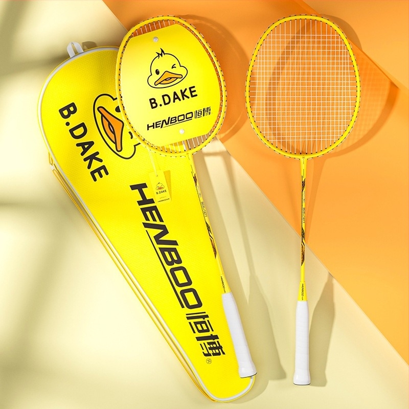 Hengbo badminton reket – ultra lagani legura okvir, ofenzivno za odrasle, izdržljiv, dvostruki set za djecu