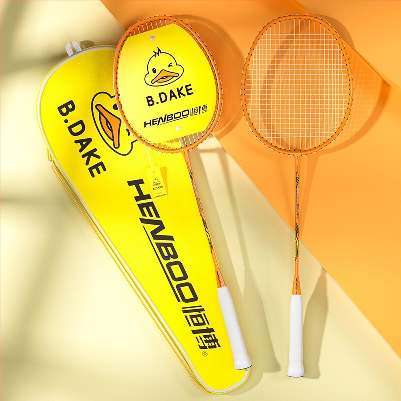 Hengbo badminton reket – ultra lagani legura okvir, ofenzivno za odrasle, izdržljiv, dvostruki set za djecu