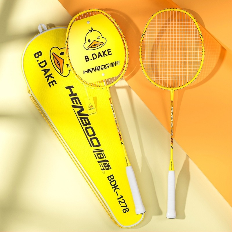 Hengbo badminton reket – ultra lagani legura okvir, ofenzivno za odrasle, izdržljiv, dvostruki set za djecu