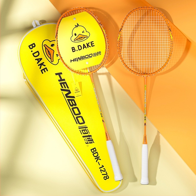Hengbo badminton reket – ultra lagani legura okvir, ofenzivno za odrasle, izdržljiv, dvostruki set za djecu