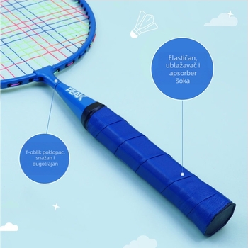 Peak Dječji ultra lagani set badminton raketa – dvostruke rakete, okvir od željezne zlitine, težina 95–100 g, drška G5