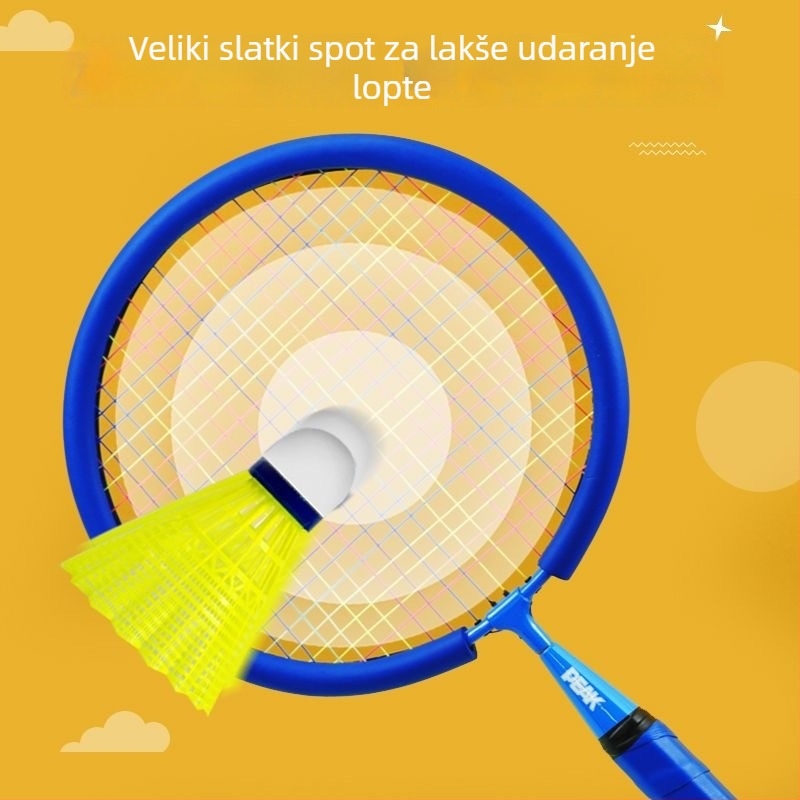 Peak Dječji ultra lagani set badminton raketa – dvostruke rakete, okvir od željezne zlitine, težina 95–100 g, drška G5