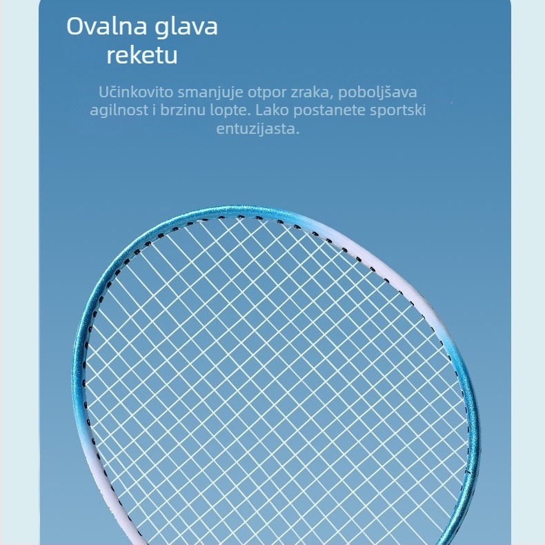 Raketa za badminton za odrasle i djecu, okvir od titanijskog legura, iznimno tvrda, direktan udarac, pogodna za badminton i tenis, težina 95-100 g