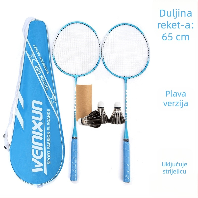 Raketa za badminton za odrasle i djecu, okvir od titanijskog legura, iznimno tvrda, direktan udarac, pogodna za badminton i tenis, težina 95-100 g