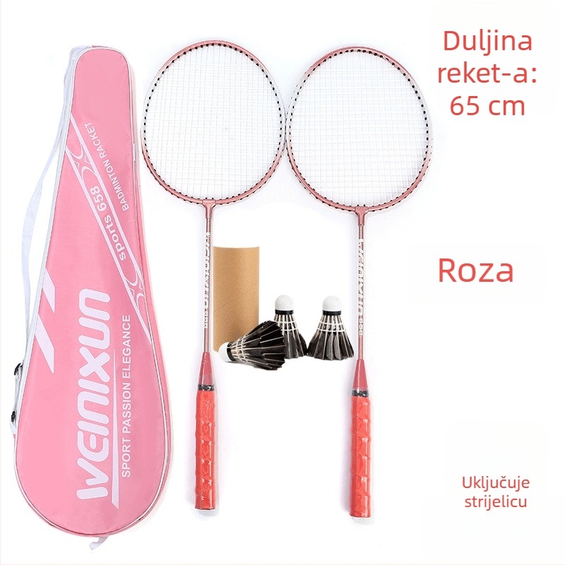 Raketa za badminton za odrasle i djecu, okvir od titanijskog legura, iznimno tvrda, direktan udarac, pogodna za badminton i tenis, težina 95-100 g